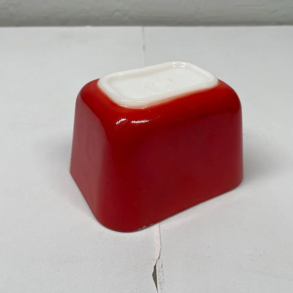 Vintage Pyrex Primary 501 Red Refrigerator Fridgie Dish Multicolor Milk Glass